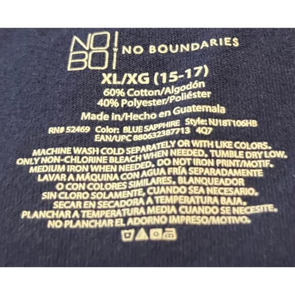 NO BOUNDARIES CAP SLEEVE ROUND NECK T-SHIRT, JRS/WOMENS, XL (15-17), NAVY BLUE - Picture 8 of 8